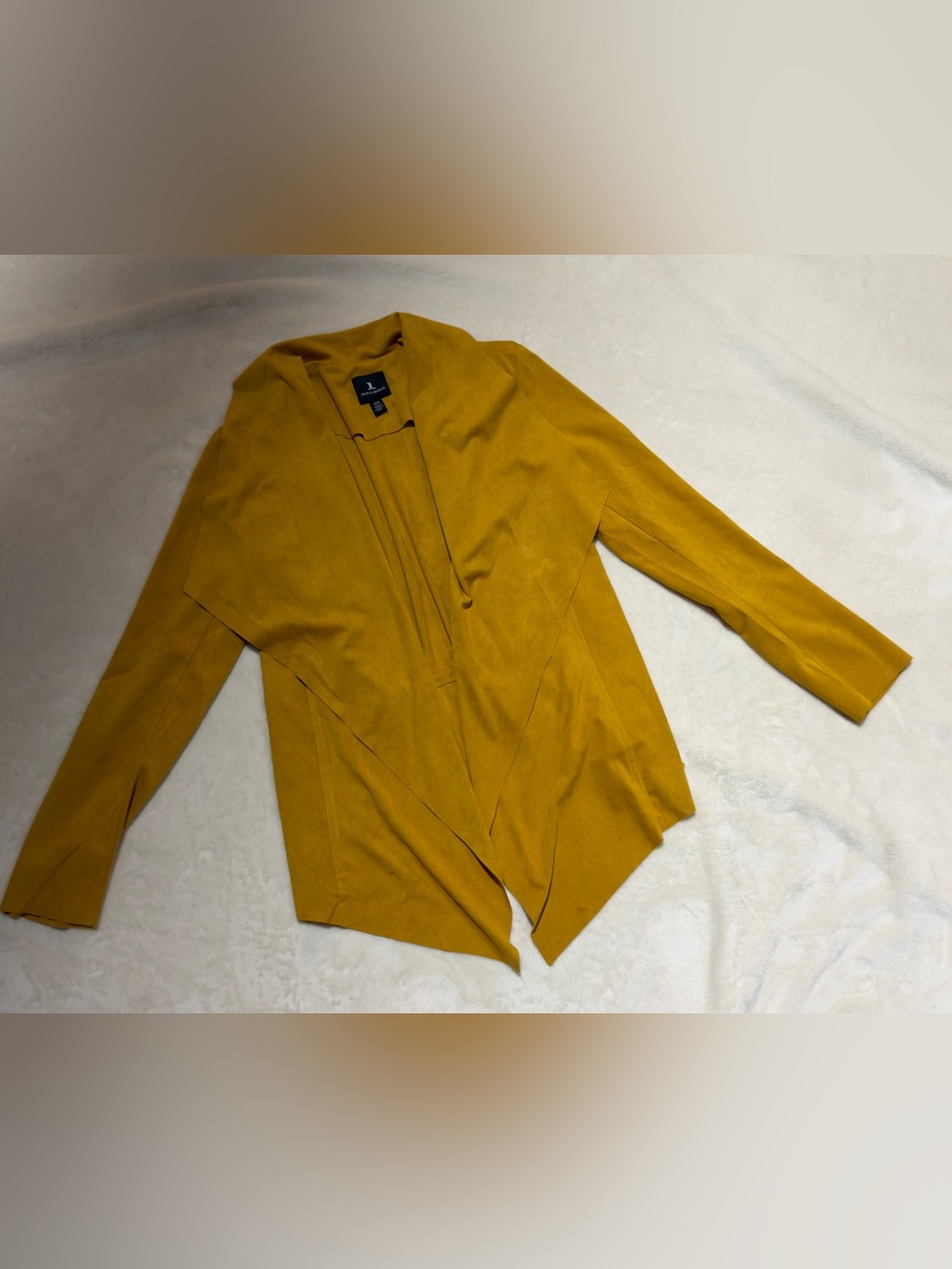 Jules & Leopold Draped Open-Front Jacket in Mustard